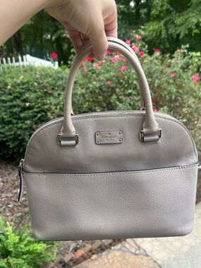 Kate Spade New York Taupe Dome Satchel Handbag Painted Handles Neutral Purse